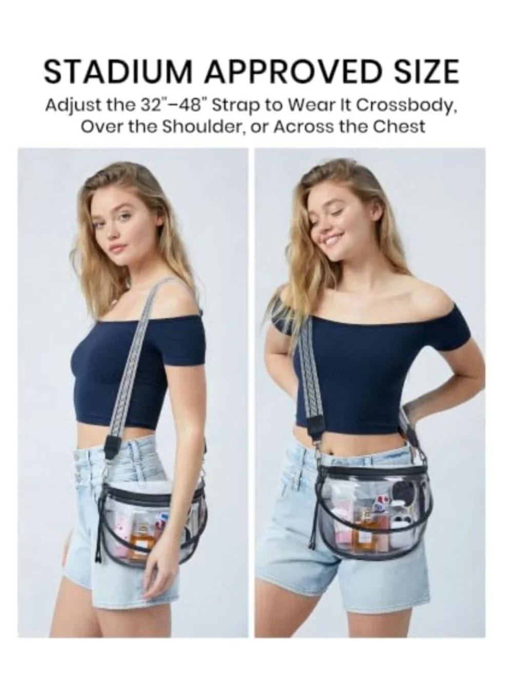 Clear Crossbody Bag Stadium Approved PVC Bum Bag Concerts Travel